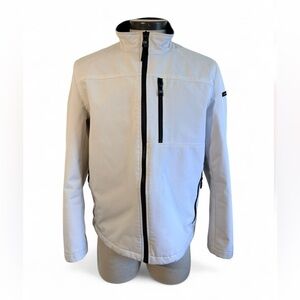 Calvin Klein Men's Light Gray Zip-Up Shirt Jacket with Black Accents
